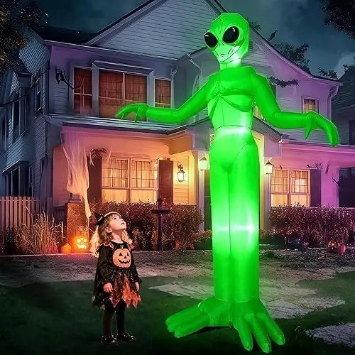 9 FT Tall Alien Halloween Inflatable Decoration Outside Blow Up Alien Inflatable