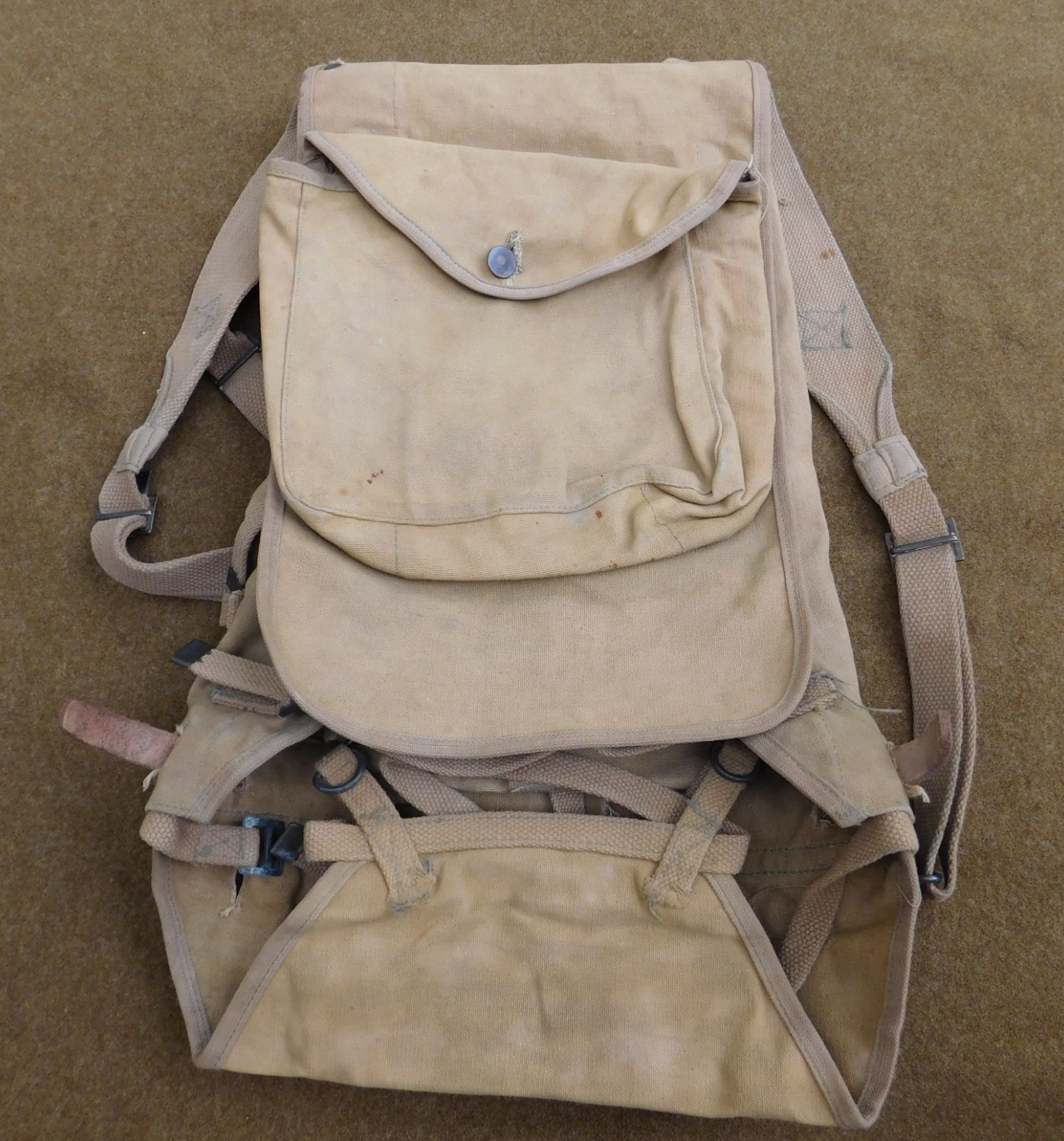 RARE ORIGINAL WWI ERA USMC U.S. MARINE CORPS P-1912 HAVERSACK WITH PACK CARRIER