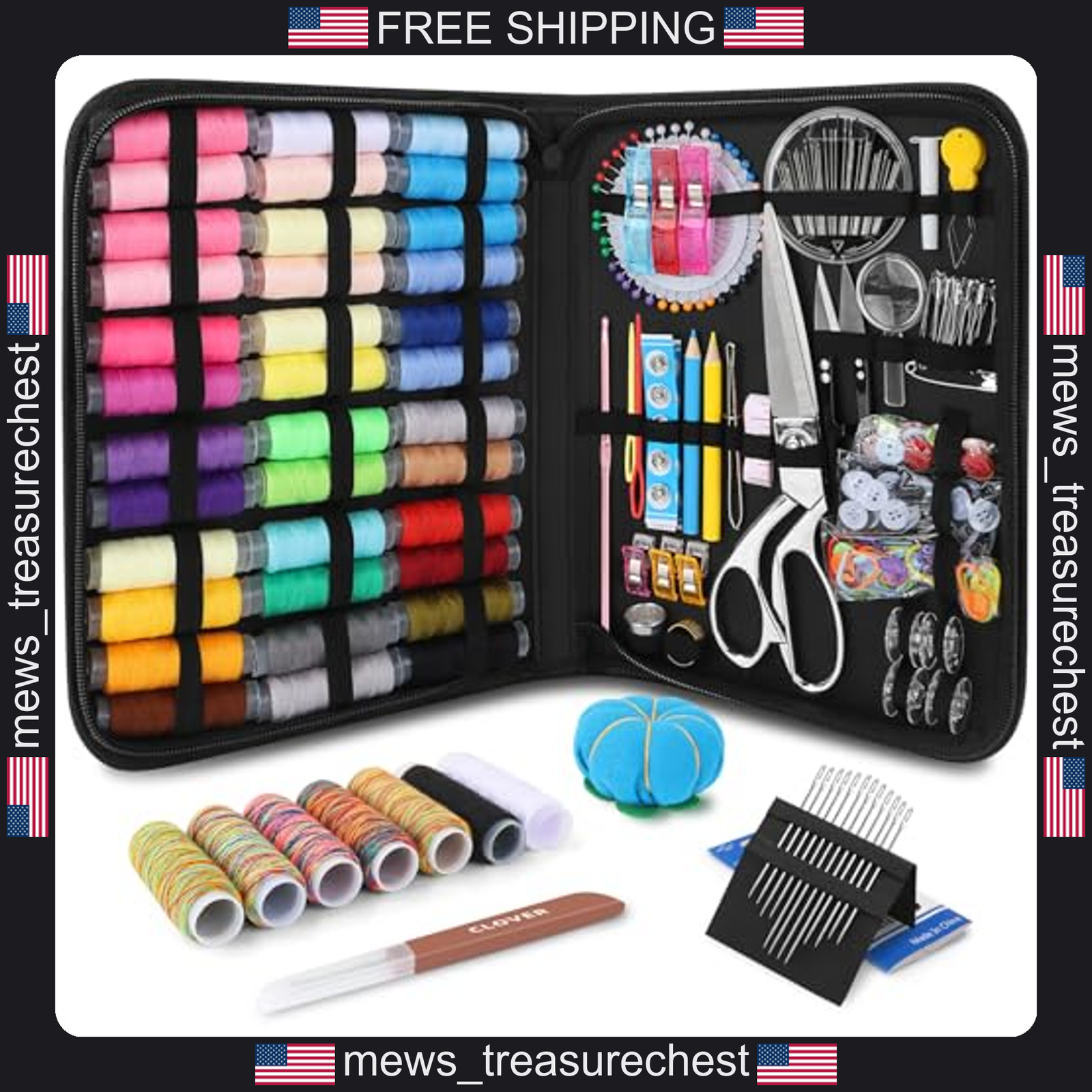 Sewing Kit for Adults, 265 Pcs Portable Needle and Thread Set