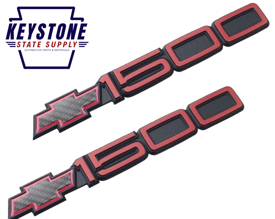 1994 1995 Chevy Silverado 1500 Red Door Emblems 3D Badge Decal Replacement 2pc