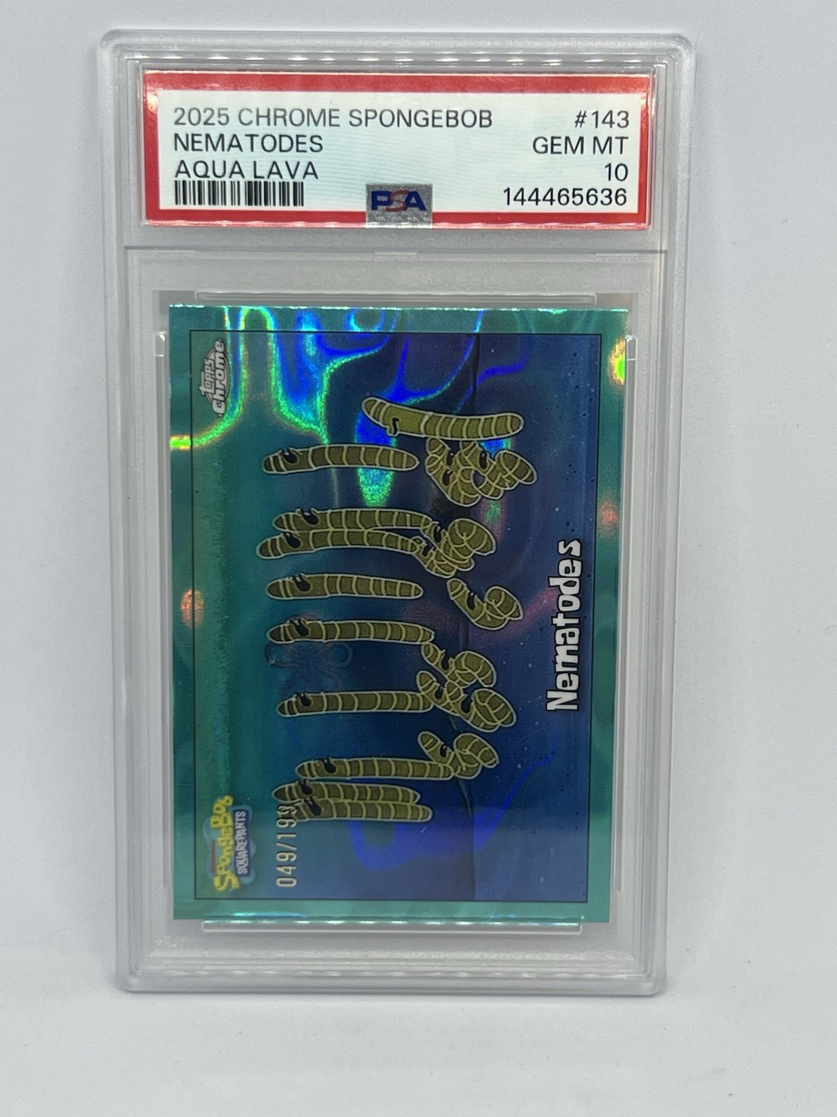 2025 Topps Chrome SpongeBob Nematoads Aqua Lava Refractor /199 PSA 10