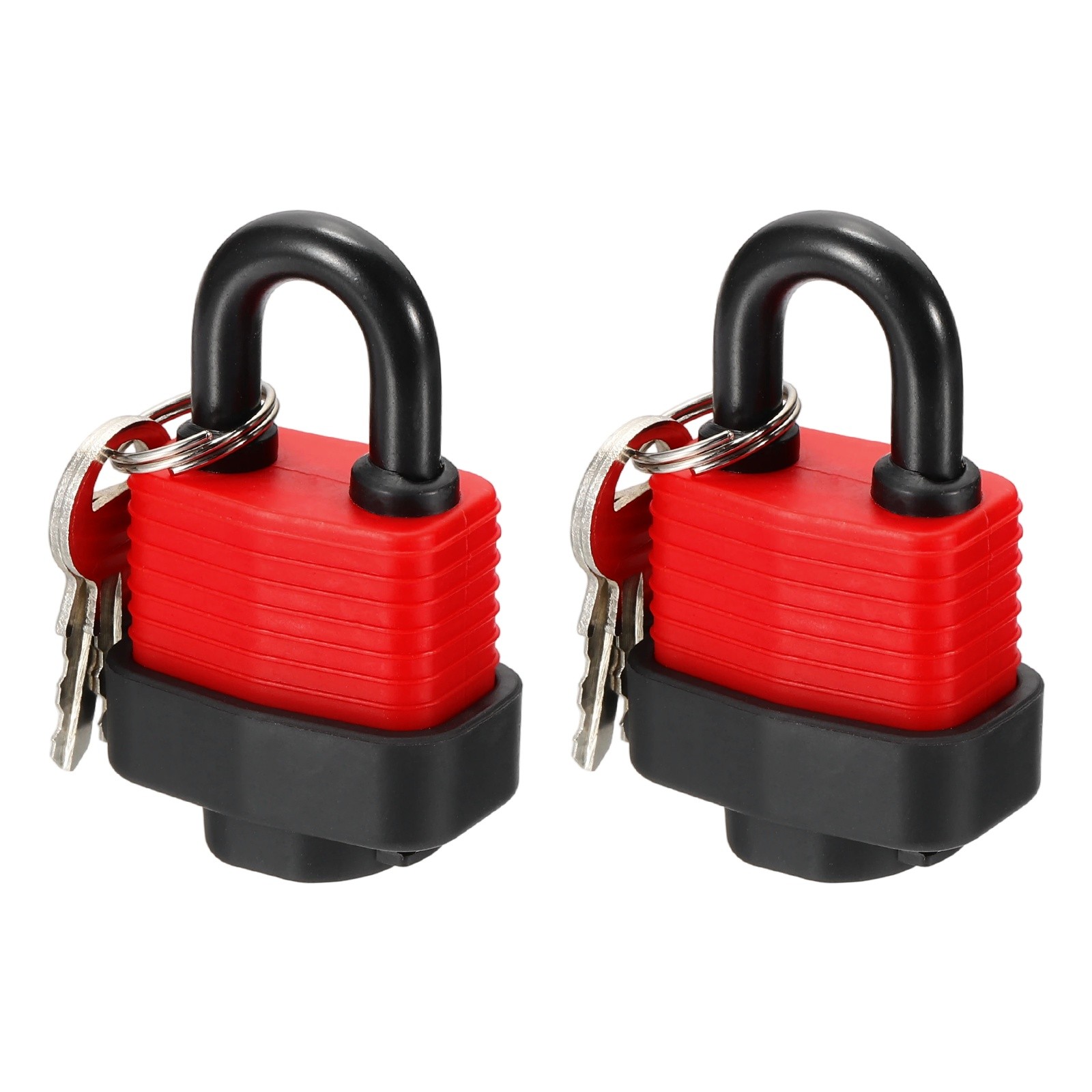 2Pcs Waterproof Padlocks 38.8mm 1.53 Inch Alloy Steel Short Beam Locks Red/