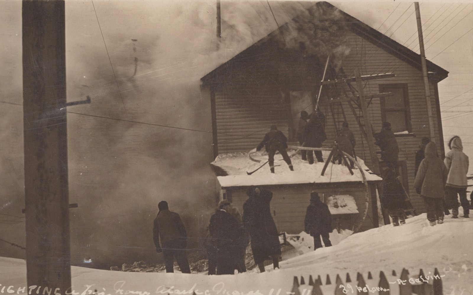 RPPC Nome Alaska Fire March 1911 Firefighters Winter Real Photo Postcard