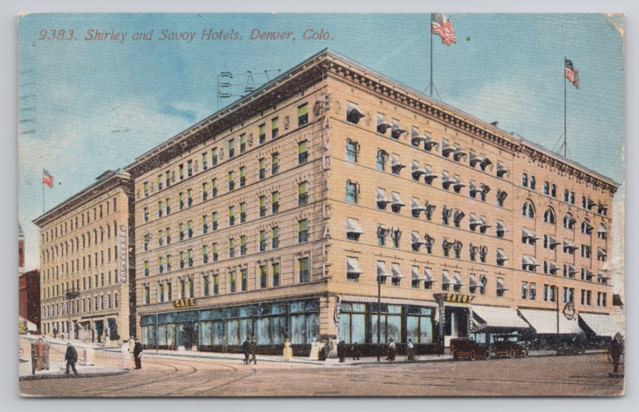 Shirley & Savoy Hotels Denver, Colorado 1912 Postcard