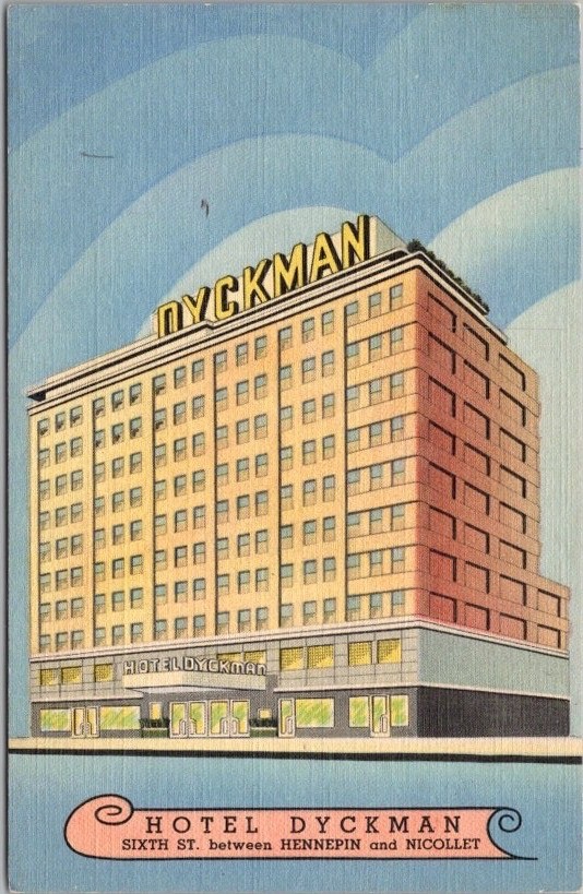 MINNEAPOLIS, Minnesota Postcard HOTEL DYCKMAN Curteich Linen / 1949 Unused
