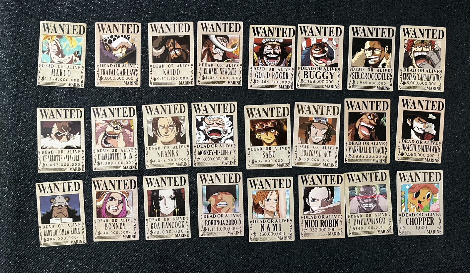 100 Pcs One Piece Wanted Poster Stickers No Duplicate 