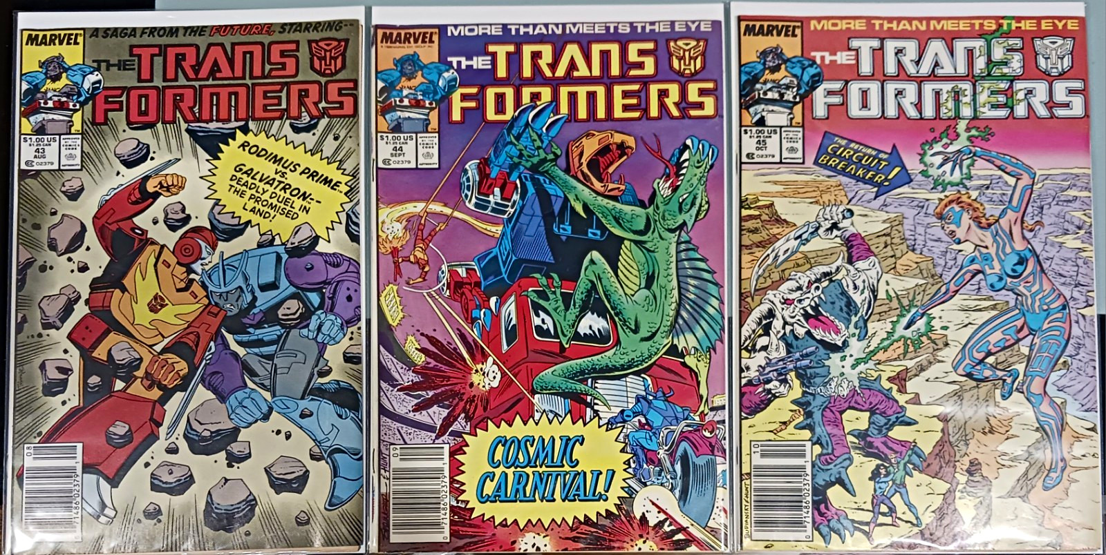 Marvel Comics The Transformers Comic Lot Of 3: Issues #43 #44 #45 (1988) Marvel Comics The Transformers Comic Lot Of 3: Issues #43 #44 #45 (1988)