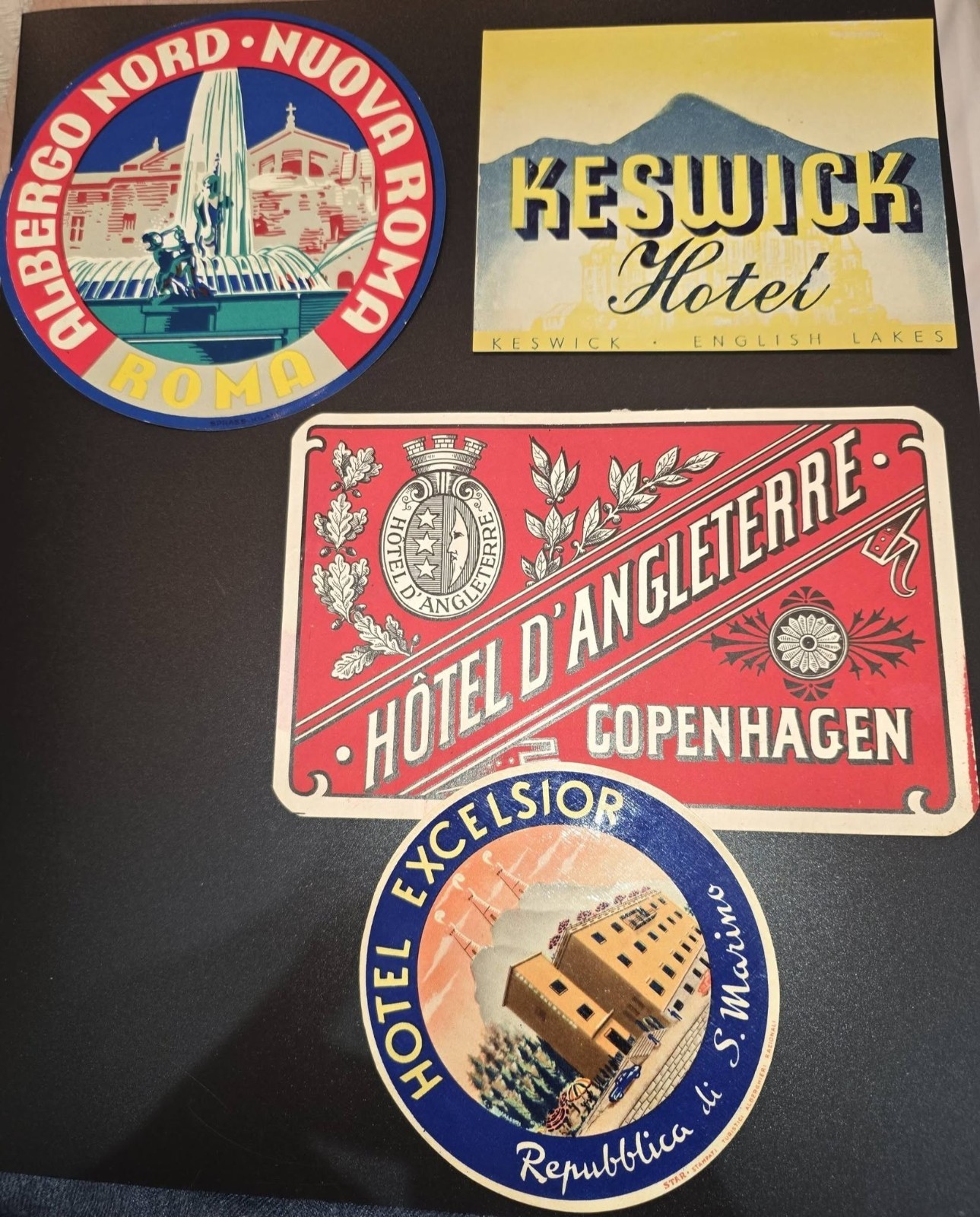FOUR (4) VINTAGE TRAVEL LUGGAGE DECAL LABEL ORIGINAL 1920's - 1930's