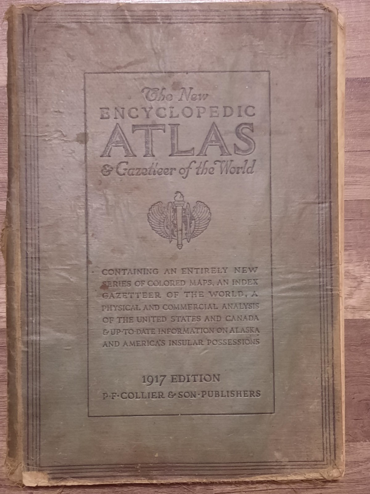 Antique 1917 The New Encyclopedic Atlas & Gazetteer of The World Map Book