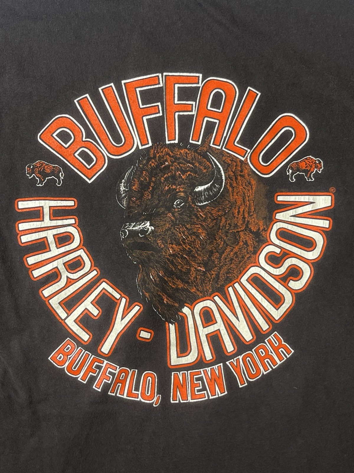 Harley Davidson Buffalo NY T Shirt XL VINTAGE Black Bison Y2K BIKER Motocycle