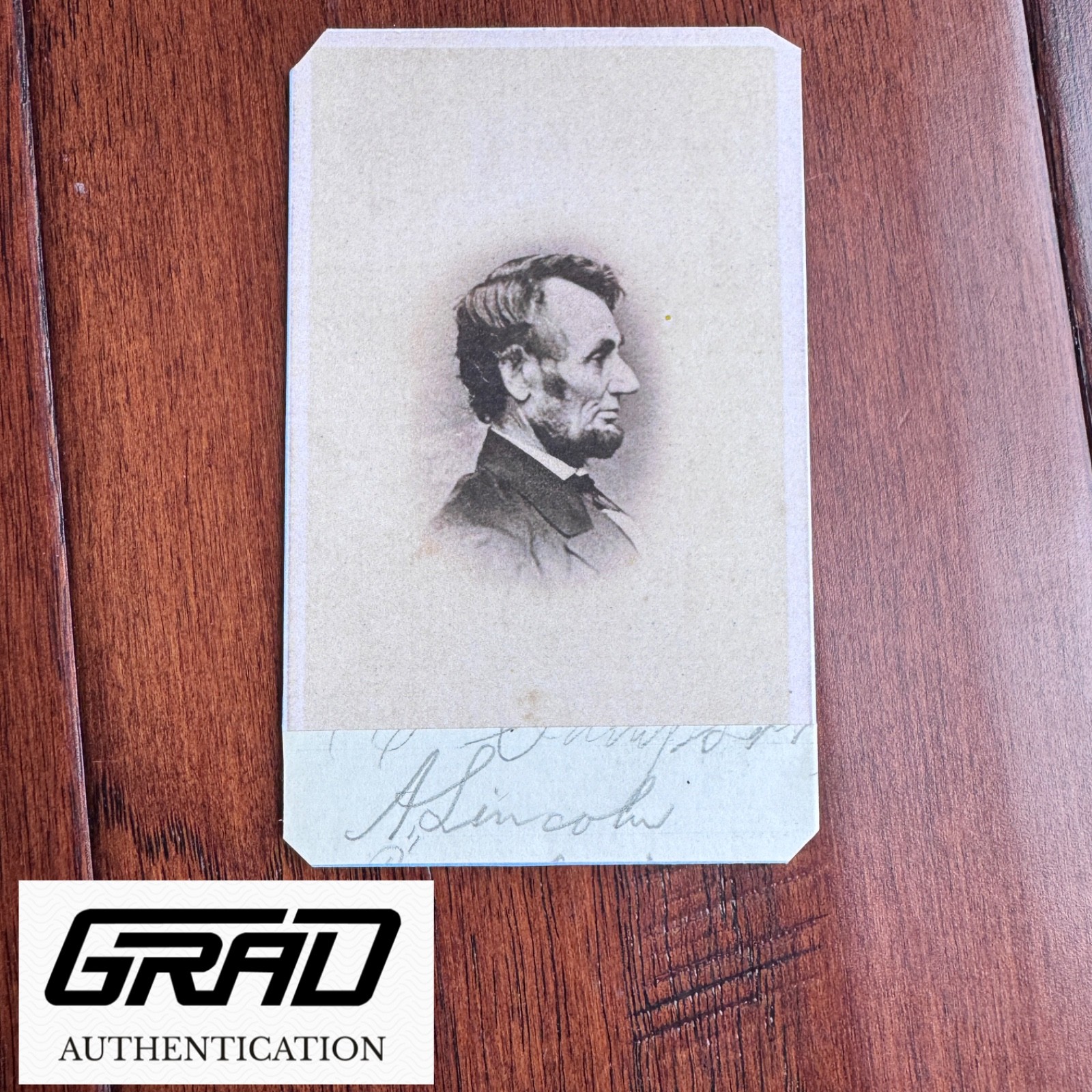 ABRAHAM LINCOLN Autograph Cut Signature CDV Signed * GRAD COA