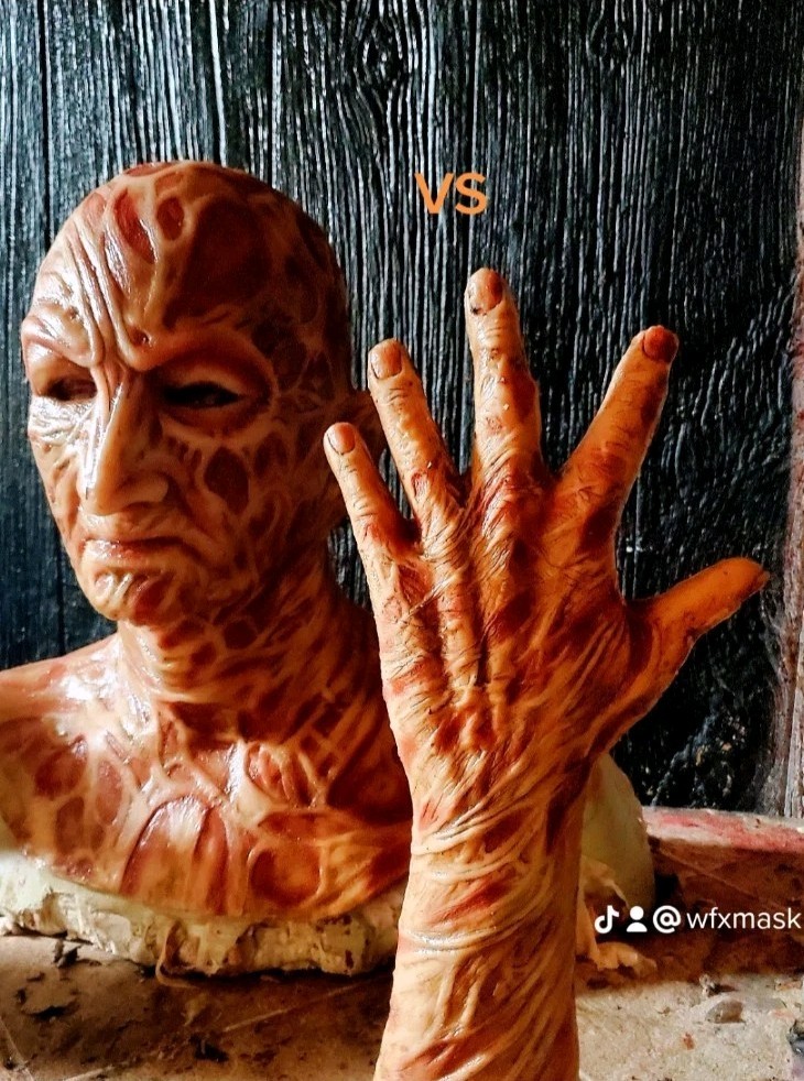 VS Freddy Krueger silicone mask And Silicone LEFT HAND  SET