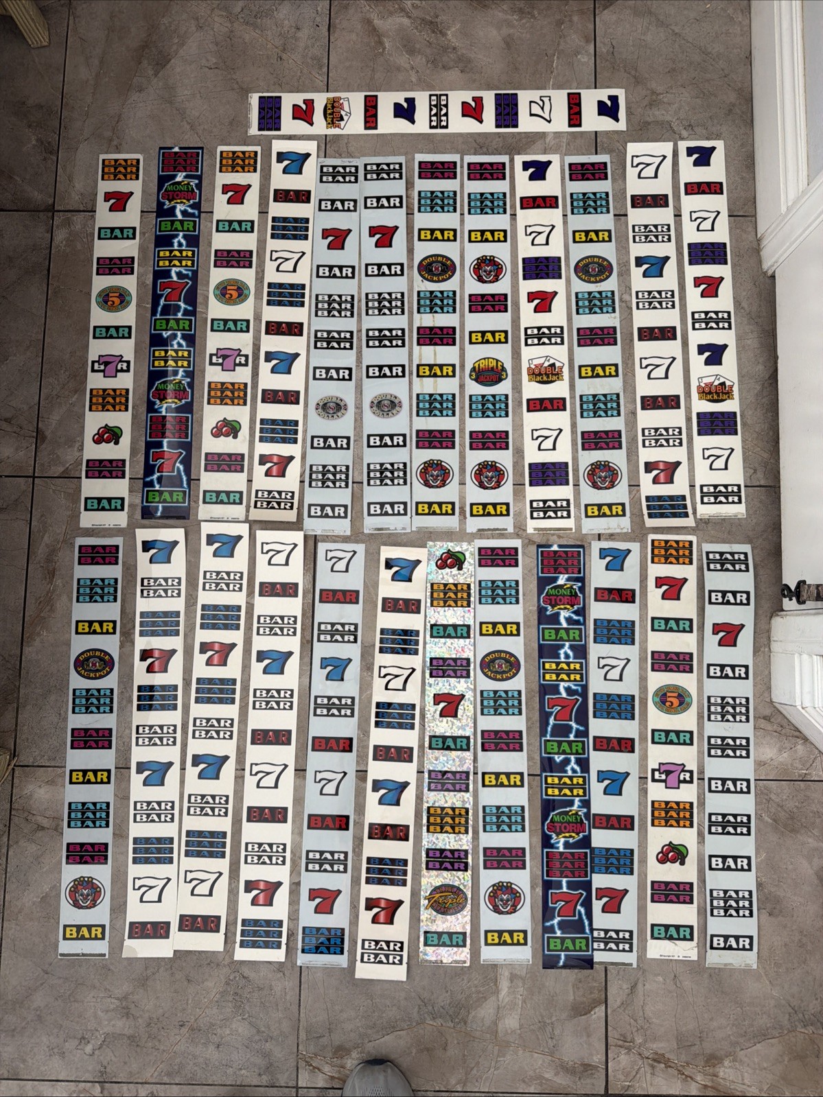 IGT Slot Machine Reel Strips Lot Of 25 Reels Money storm Clown 777 2x Blackjack