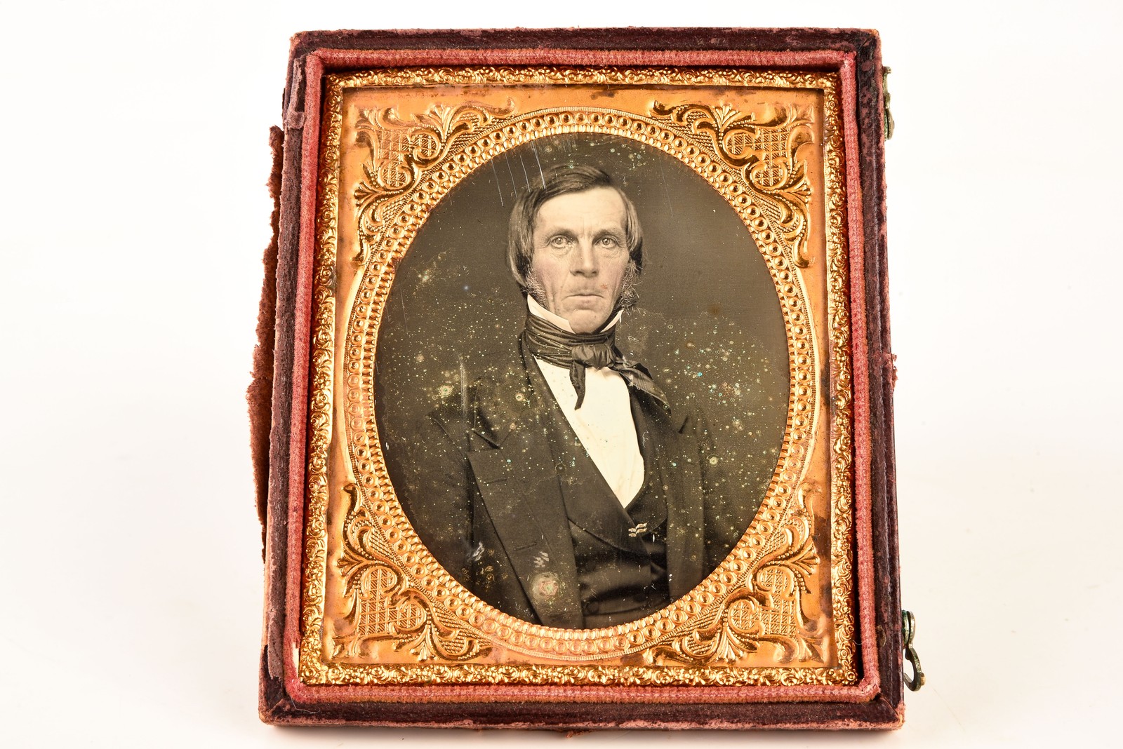 1850s Daguerreotype Photo Gentleman in 1/6 Plate Case By Rufus Anson NYC V27