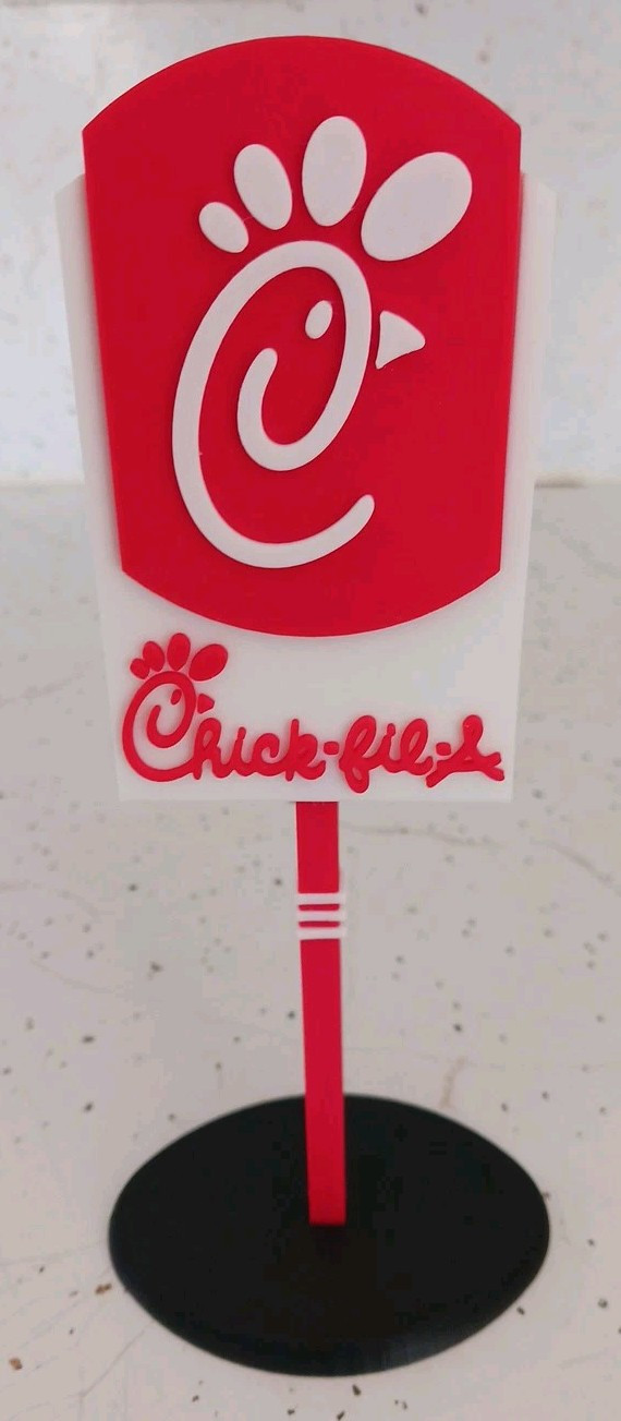 Chick-Fil-A Restaurant Drive Thru Miniature Sign. 3d Printed. 7.5