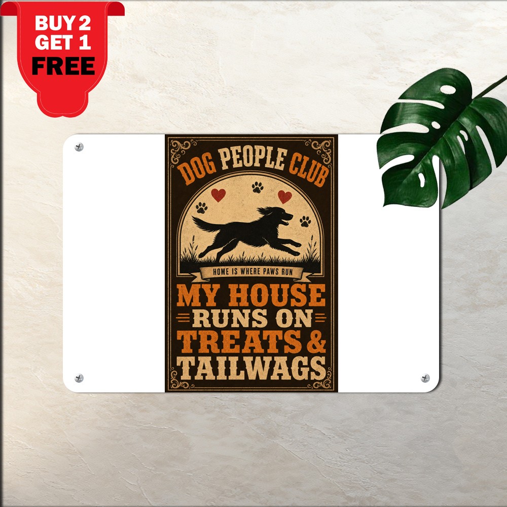Running Silhouette Dog Paw Print Active Pet Decor Retro Metal Tin Sign 8x12 Inch