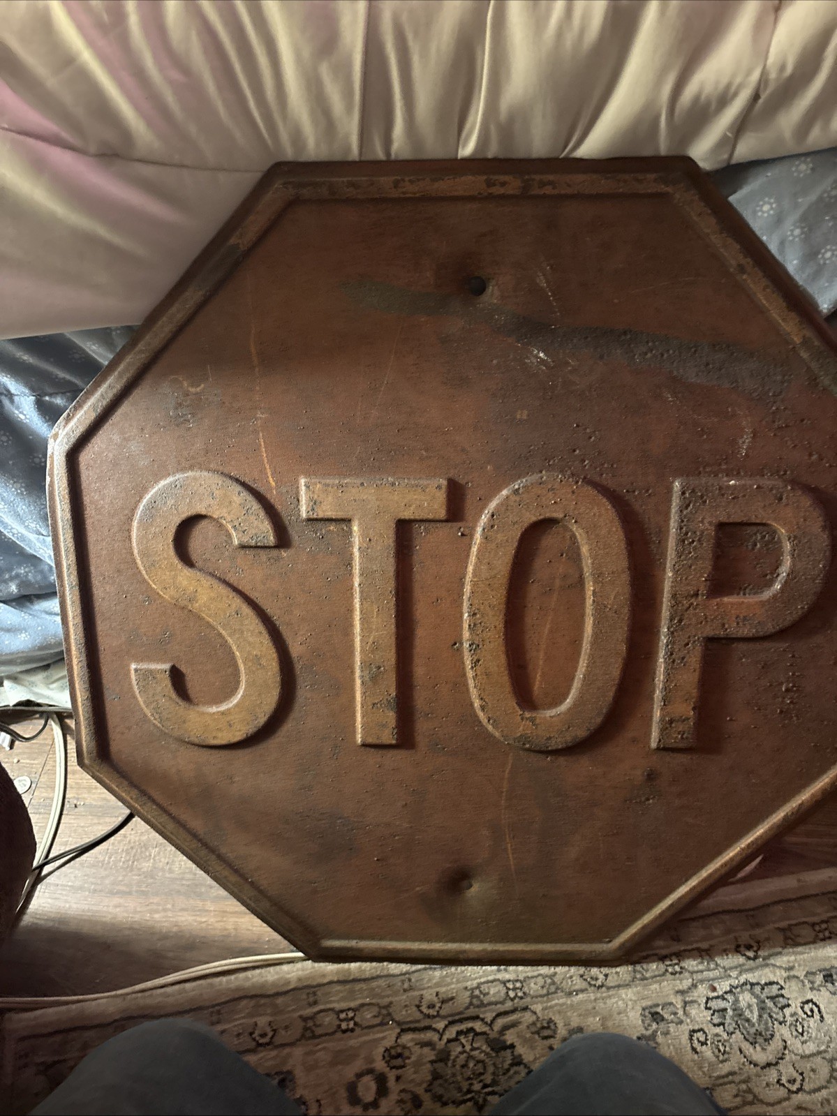 Right Here Is A Vintage Stop Sign From The 30s To 1950 It Is Made Of Heavy Steel