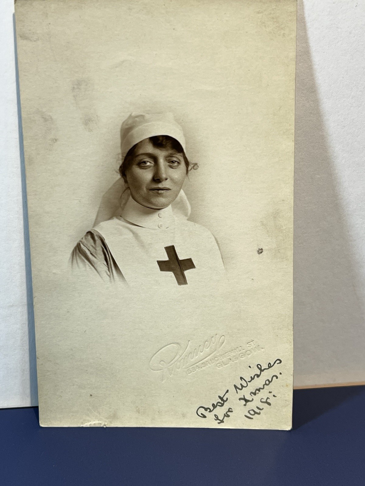 Rare 1918 Spanish Flu WWI era Red Cross VAD Nurse RPPC real Photo POSTCARD