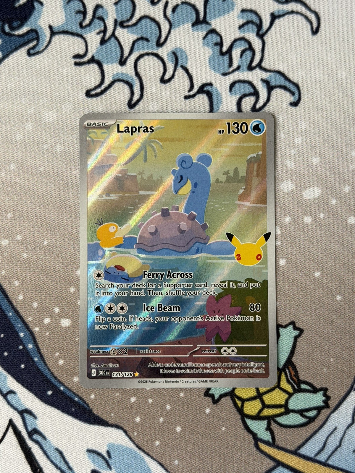 Pokemon TCG Lapras 131/128 30th anniversary Illustration Rare Holo