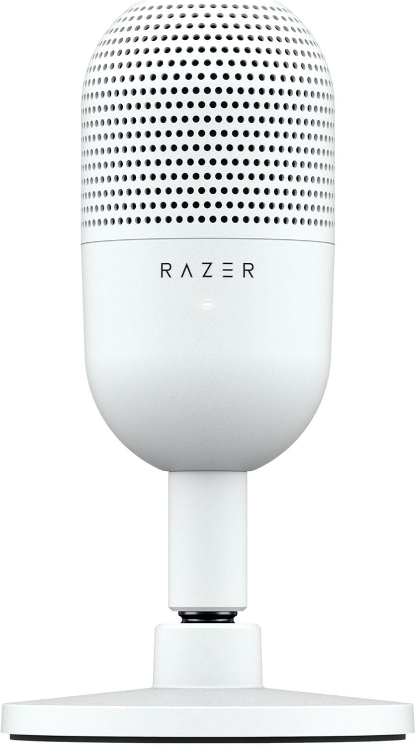 Razer Seiren V3 Mini White Condenser Microphone - Ultra-Compact Design, Tap-Act_