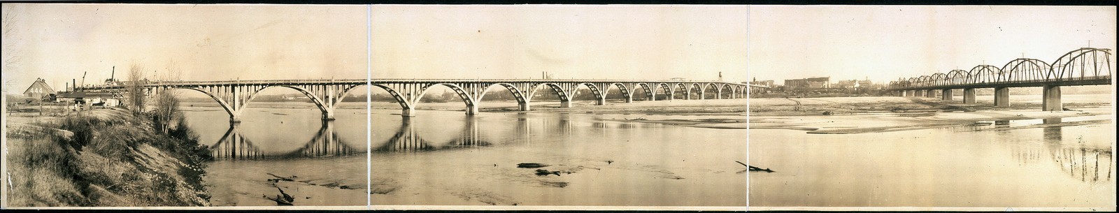 Photo:Fort Smith Arkansas 1912 Arkansas River Bridges Panoramic Photograph