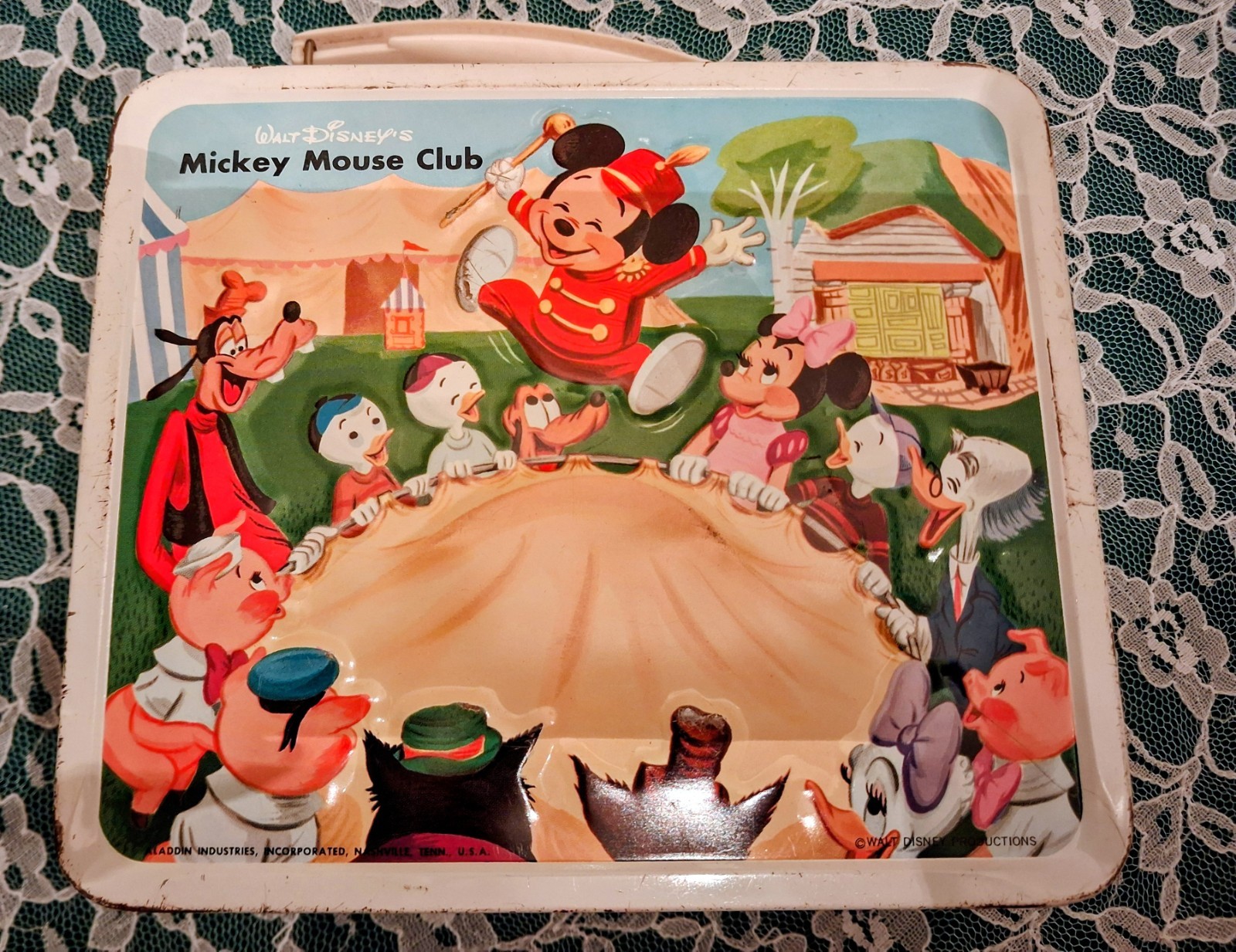 1960s Vtg METAL WALT DISNEY MICKEY MOUSE CLUB LUNCH BOX / No Thermos Aladdin