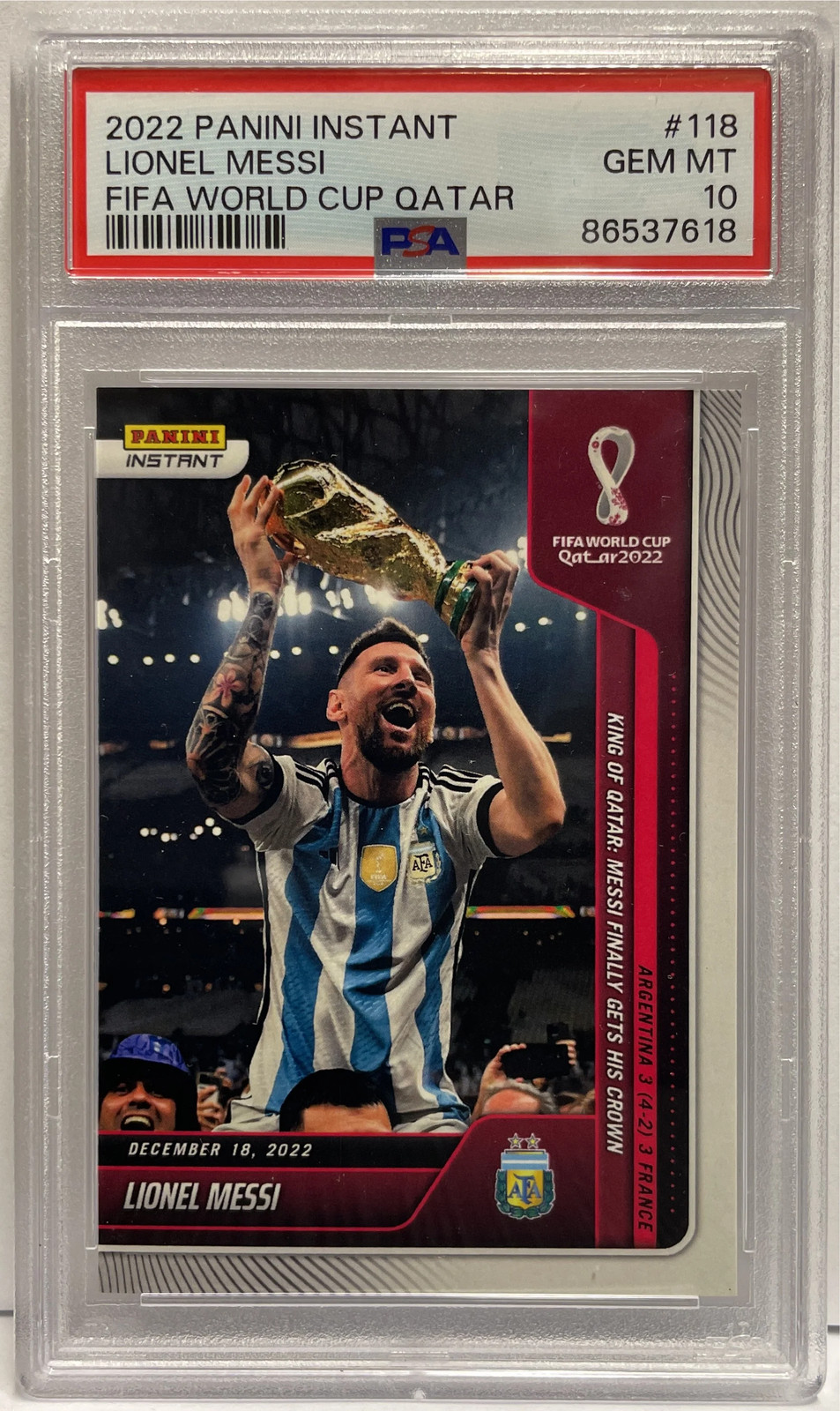 Lionel Messi Panini Instant FIFA World Cup 2022 PSA 10