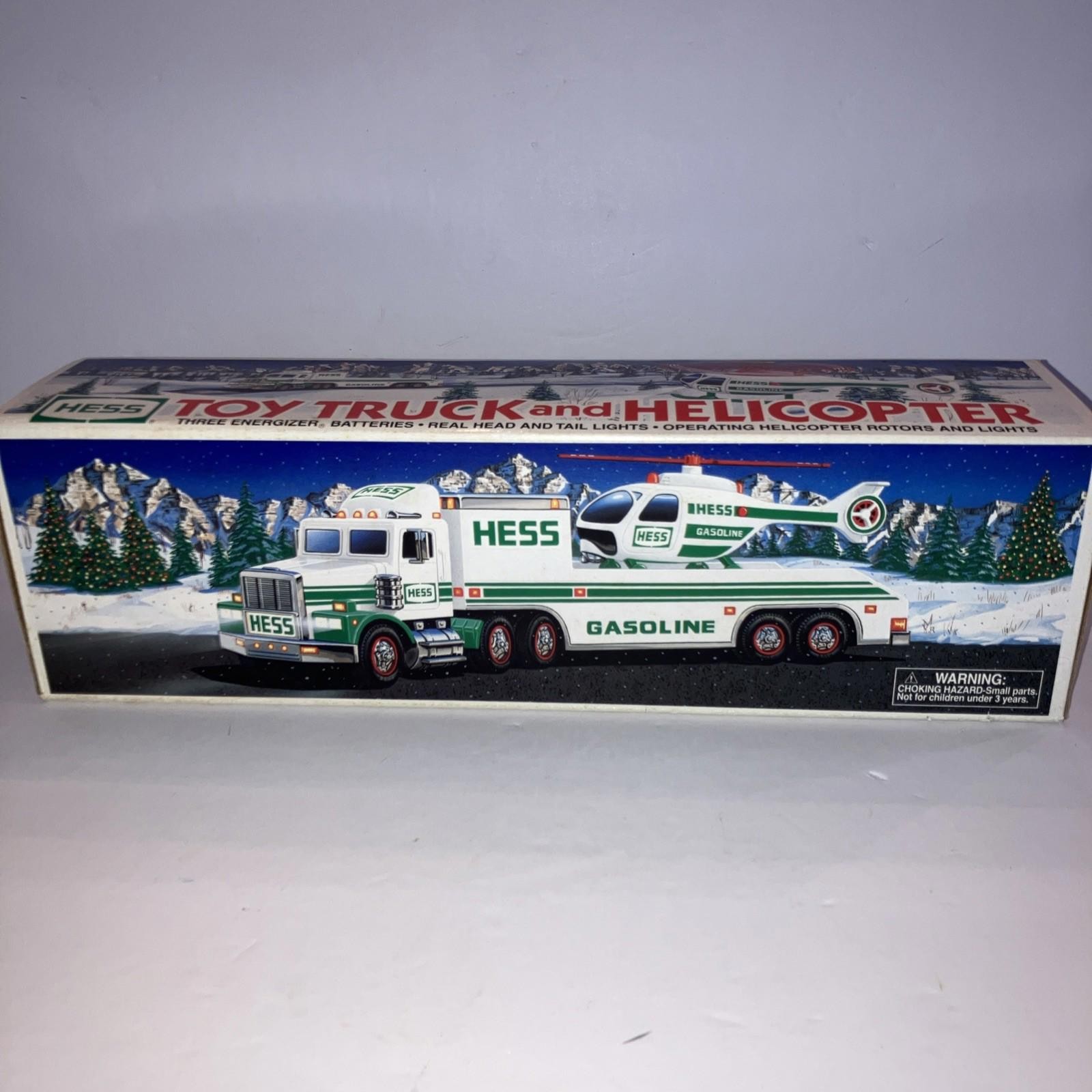 Vintage 1995 HESS TOY TRUCK & HELICOPTER - Lights & Sounds -GEM MINT NEW IN BOX