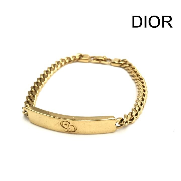 Excellent condition Christian Dior CD Logo Vintage Figaro Chain Bracelet Accesso