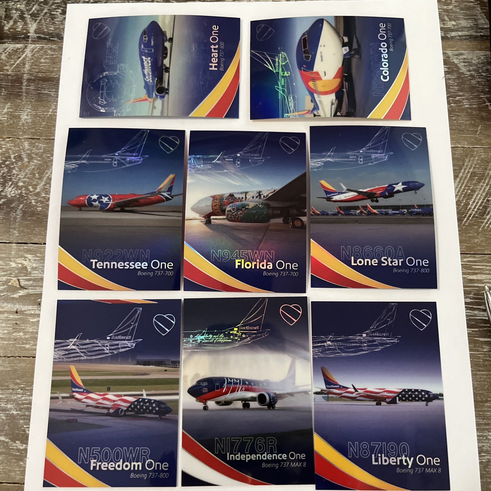 Southwest Airlines Boeing 737 Aircraft Trading Cards Lot of 8 BRAND NEW