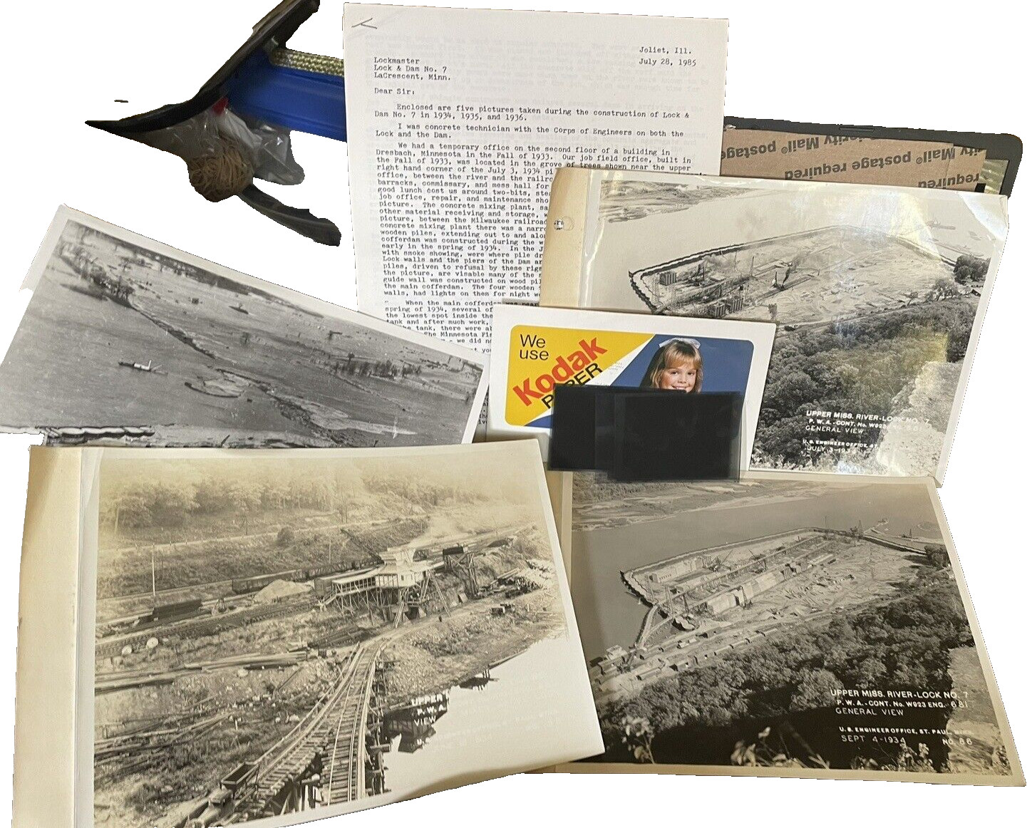 Lock & Dam No 7 Original photos negatives Letter Technician 1935 Corp of Enginee