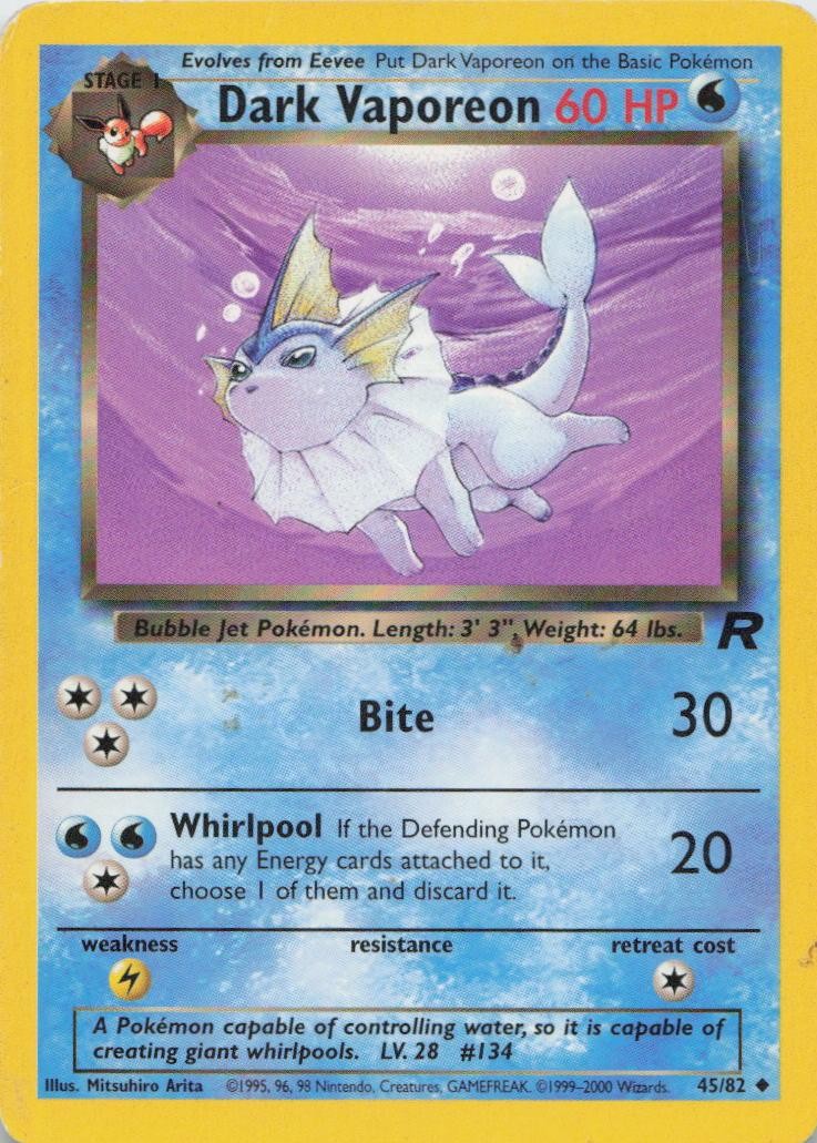 Pokemon Dark Vaporeon Team Rocket #45 PL EN