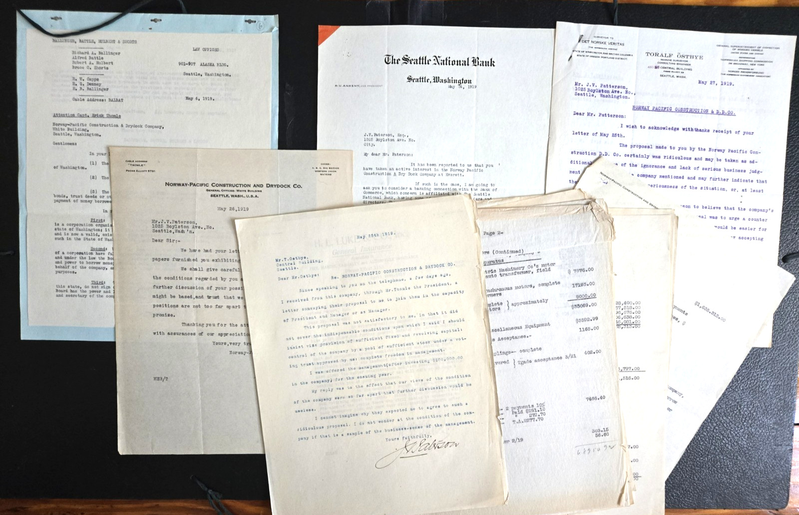 1919 Norway-Pacific Shipyard Archive – Seattle  - WW1 - 30+ Pages