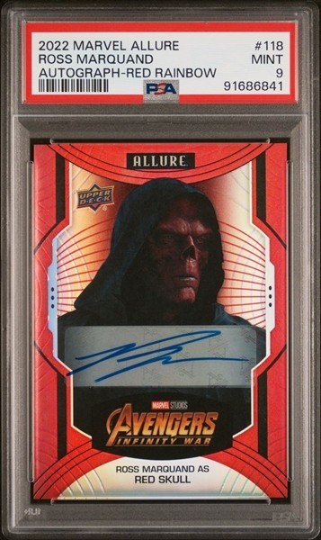 2022 Marvel Allure Autograph Red Rainbow Ross Marquand (Red Skull) #118 PSA 9