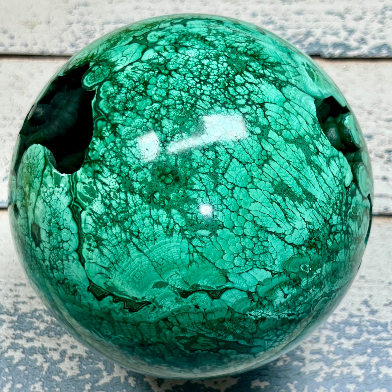 7.1 lb  Natural Malachite Crystal Sphere Ball Polished Green Stone Display