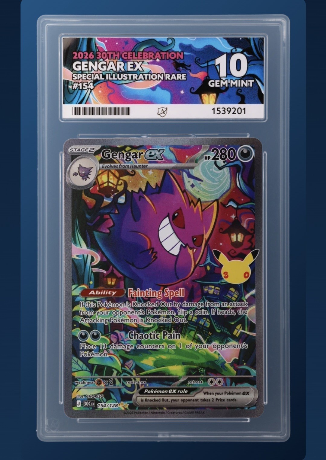 Perfect Subgrades ACE 10 Gengar EX 154/128 30th Celebration Gem Mint Pokemon Perfect Subgrades ACE 10 Gengar EX 154/128 30th Celebration Gem Mint Pokemon