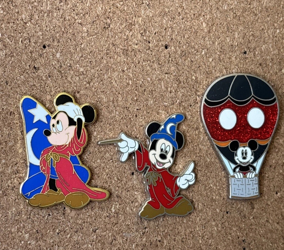 Disney Trading pins Mickey Mouse lot 3 Wizard hat Hot air balloon Fantasia Pin Disney Trading pins Mickey Mouse lot 3 Wizard hat Hot air balloon Fantasia Pin