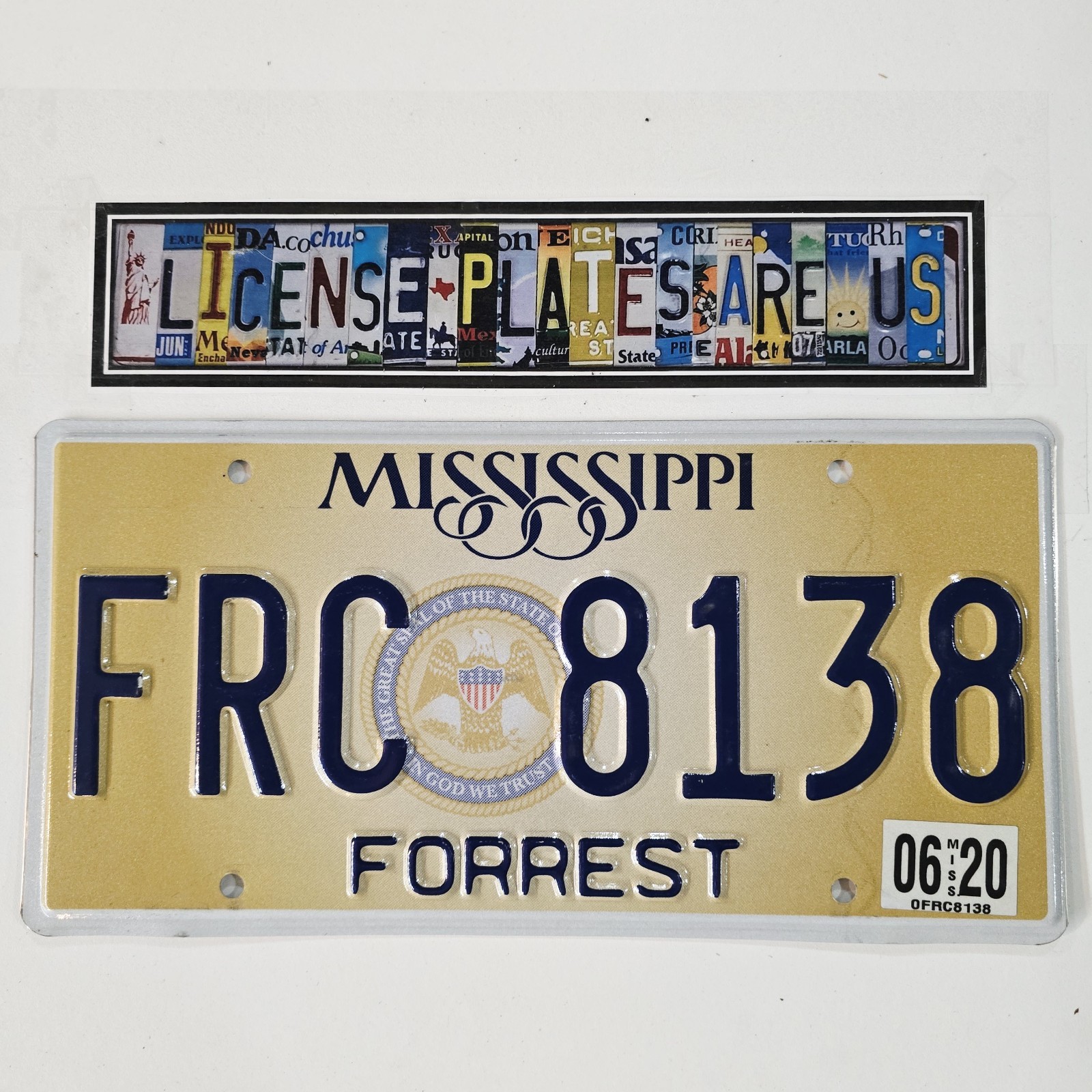 2020 Mississippi State Seal License Plate 🔥 MS Forrest County FRC 8138