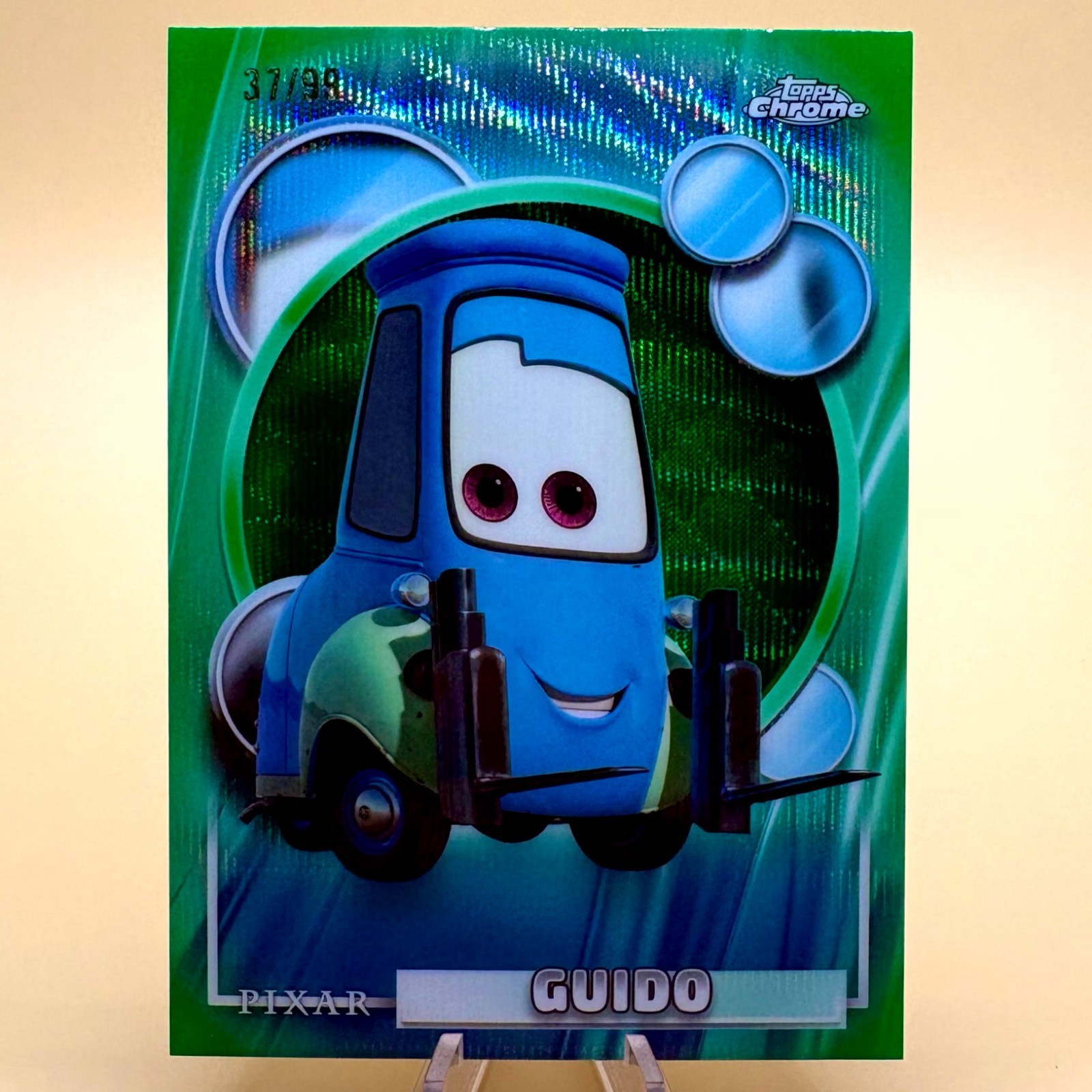 ‼️2023 Topps Chrome Disney Pixar - Guido Green Wave /99 #23 Cars