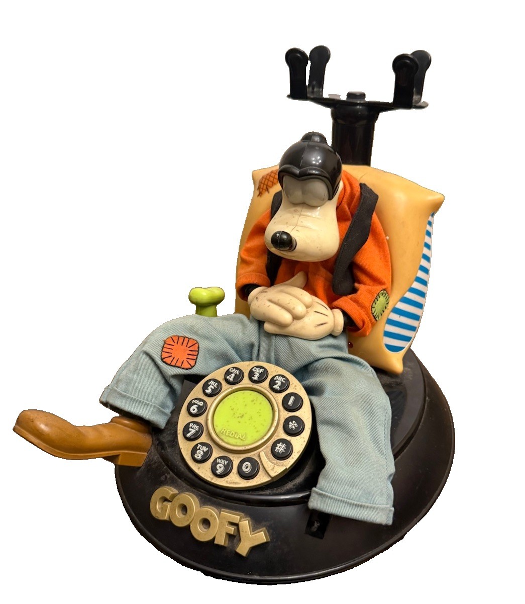 Vintage Telemania Disney Goofy Animated Telephone Parts or Repair *WORKS*