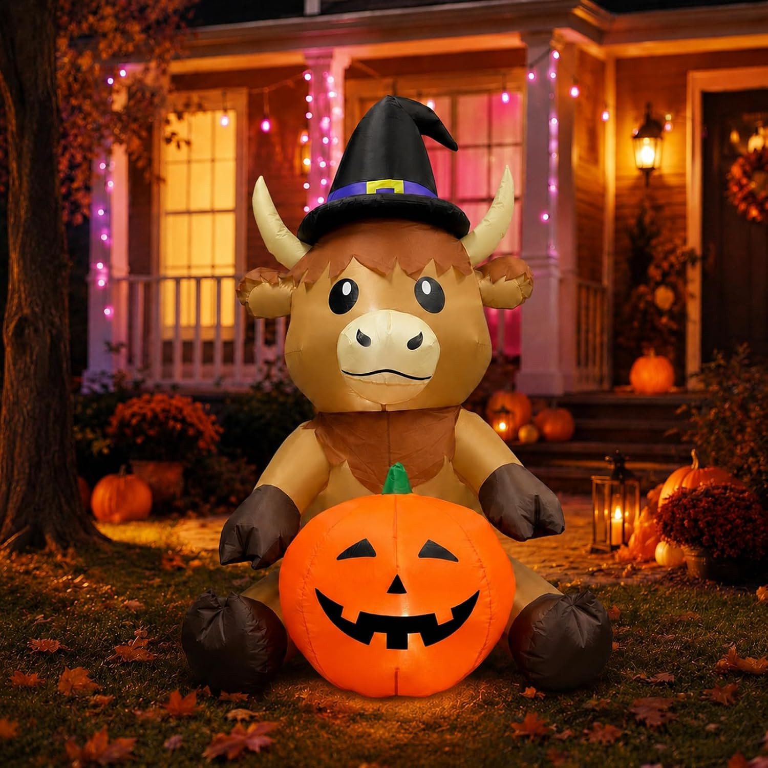 LED Halloween Inflatable 5FT Cow 6FT Killer Trio Outdoor Yard Lawn Decoration