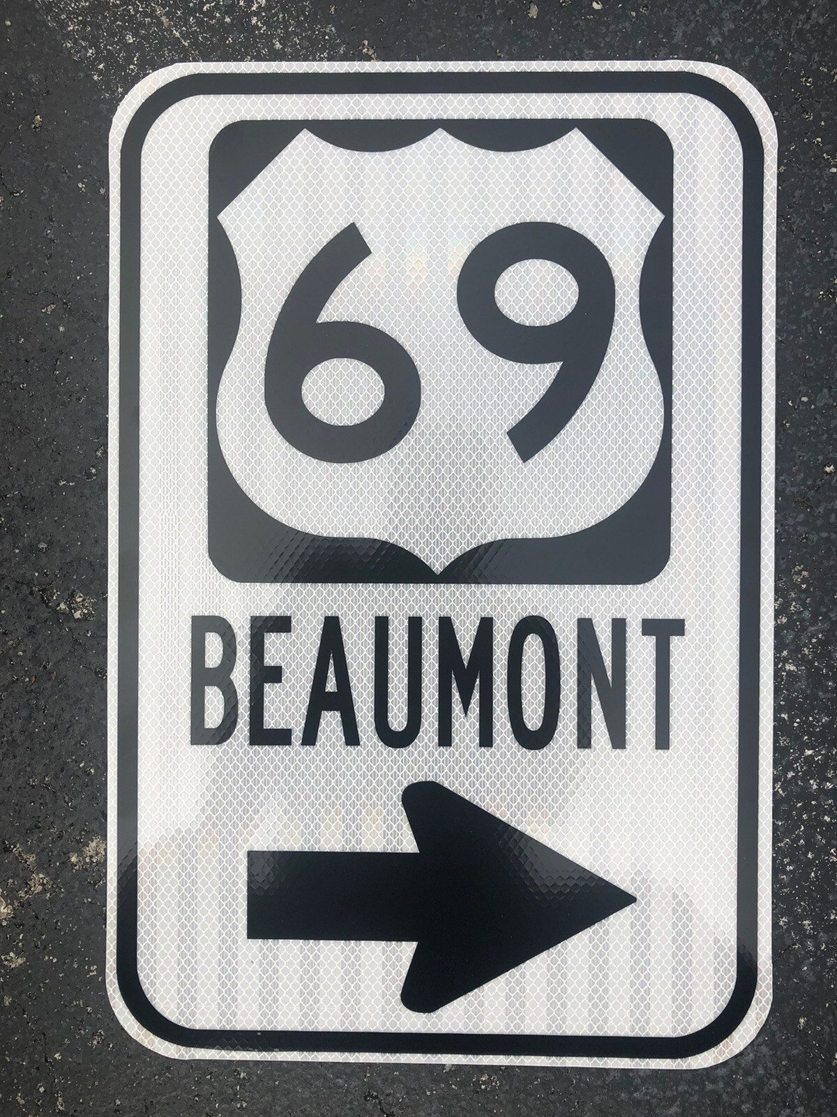 US 69 Highway road sign Beaumont Texas  12\