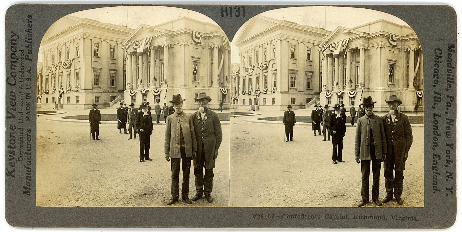 VIRGINIA STEREOVIEW - Richmond - Ex-Civil War Soldiers at Capitol - Keystone 