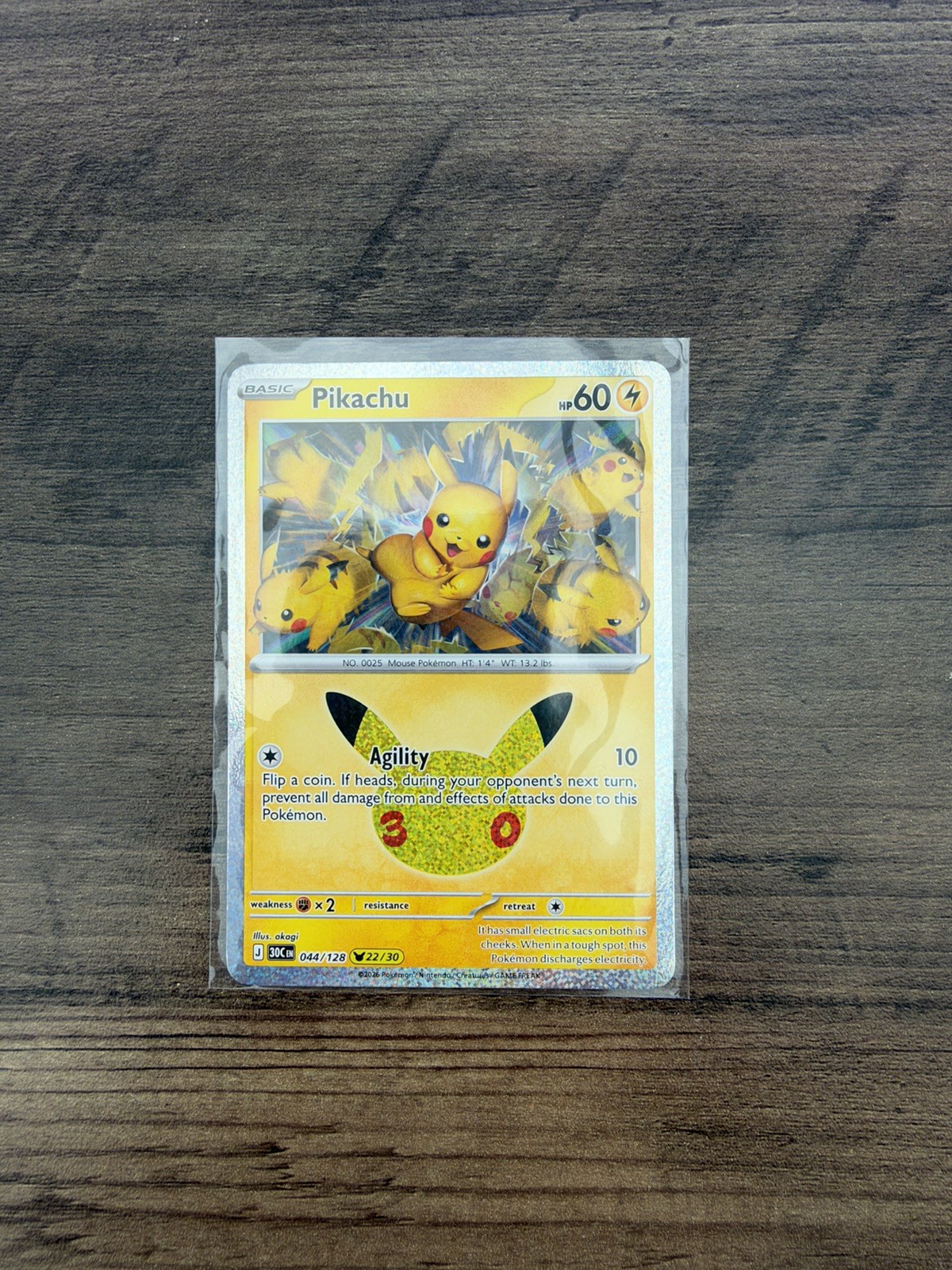 Pikachu 044/128 Holo Pikachu Rare ME: 30th Celebration Pokemon Near Mint