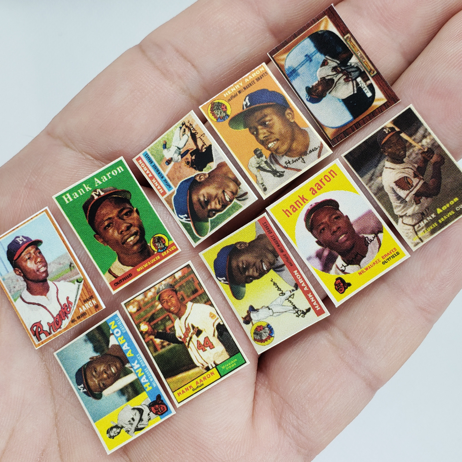 Hank Aaron #44 Mini Custom Baseball Card Set Rookie HOF Milwaukee Braves New