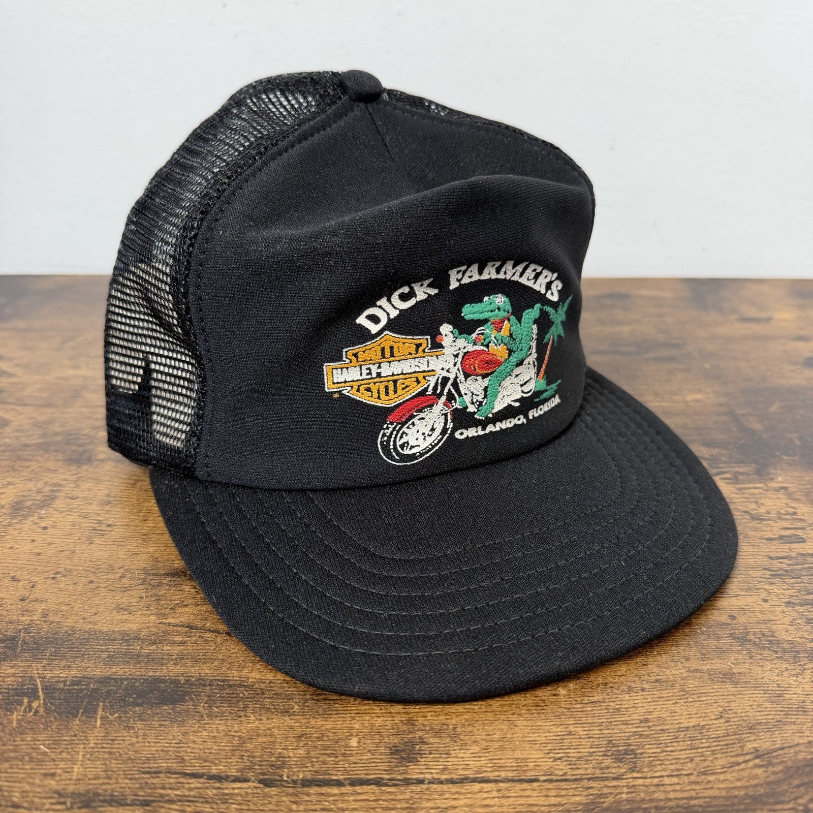 Vintage Harley Davidson Snapback Hat Dick Farmer’s | Orlando FLA Alligator RARE