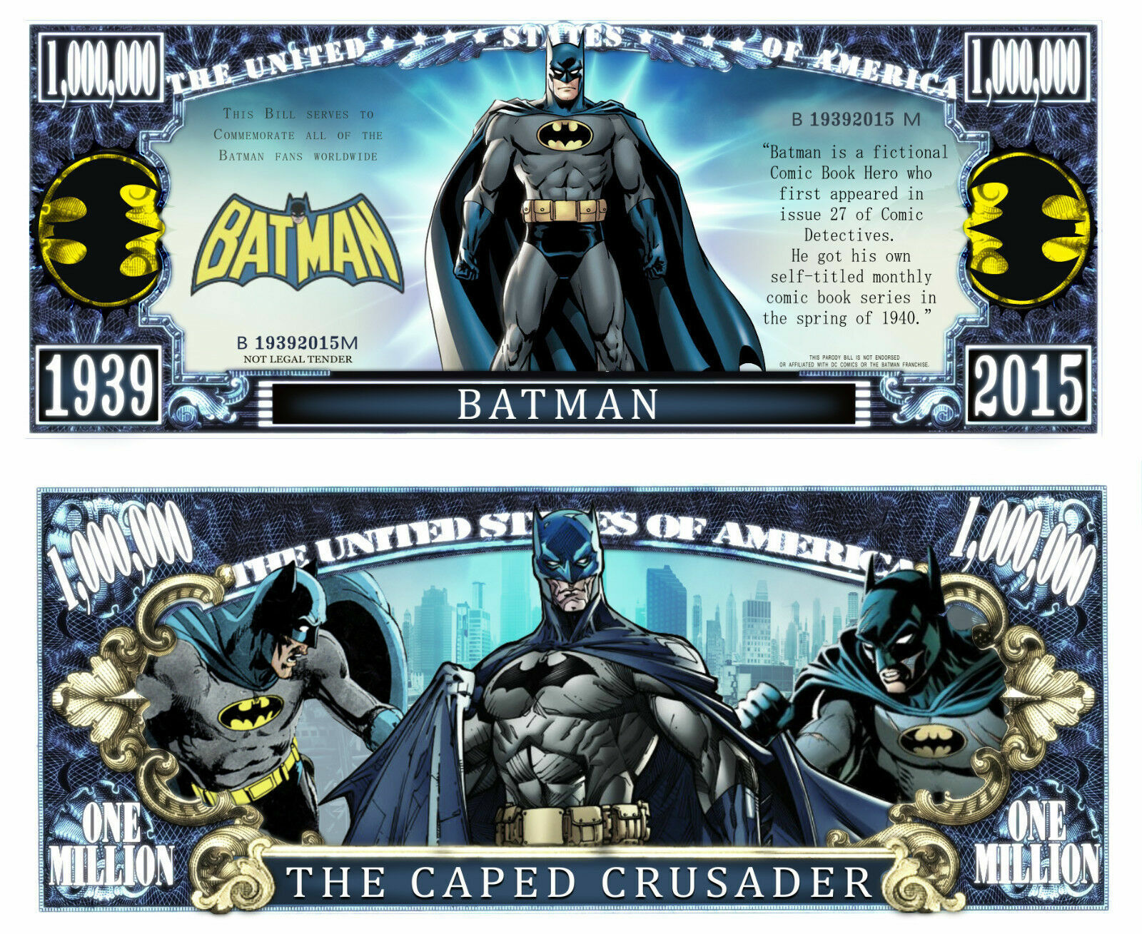 Batman Classic Comic 50 Pack Collectible Funny Money Novelty Million Dollar Bill