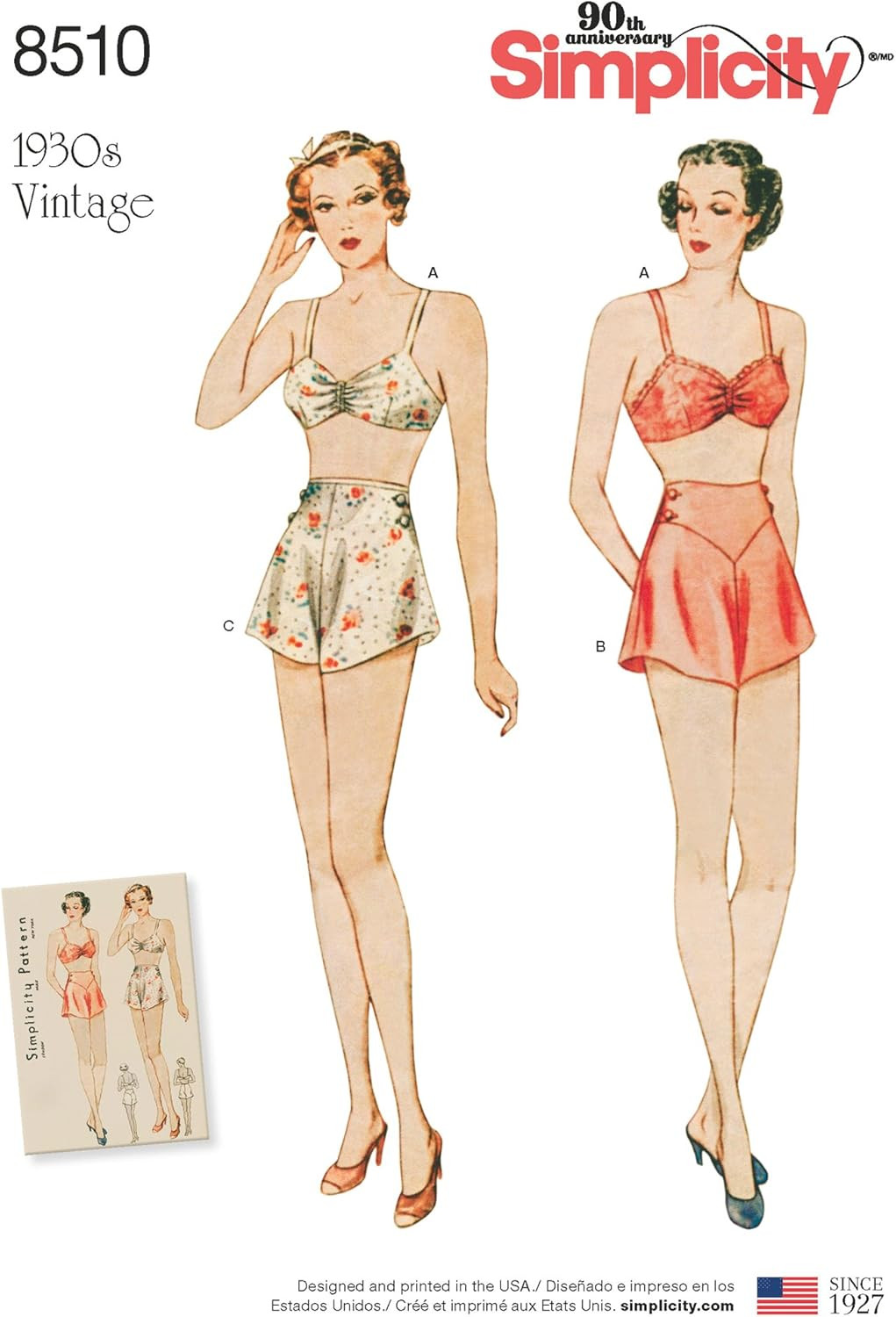 1930'S Fashion Women'S Vintage Bra and Panties Sewing Patterns, Sizes 12-20