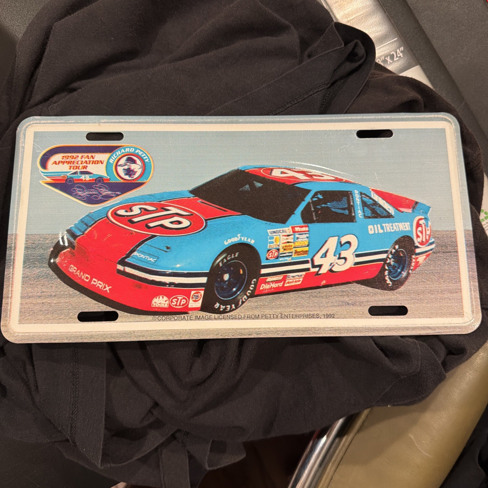 1992 Richard Petty Nascar Booster License Plate 43 STPM Car Race Racing