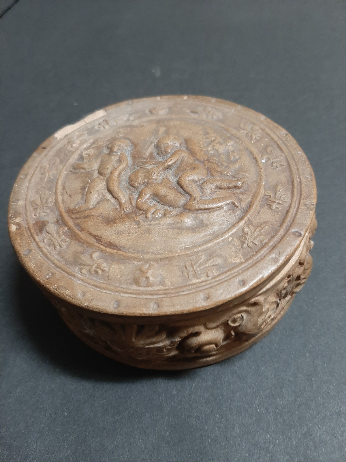 Antique Italian Terracotta Trinket  Putti Cherub Relief Angelo Ricceri Impruneta